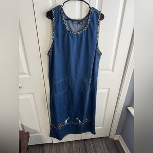 MPH Collection 90s denim embroidered midi maxi dress size XL